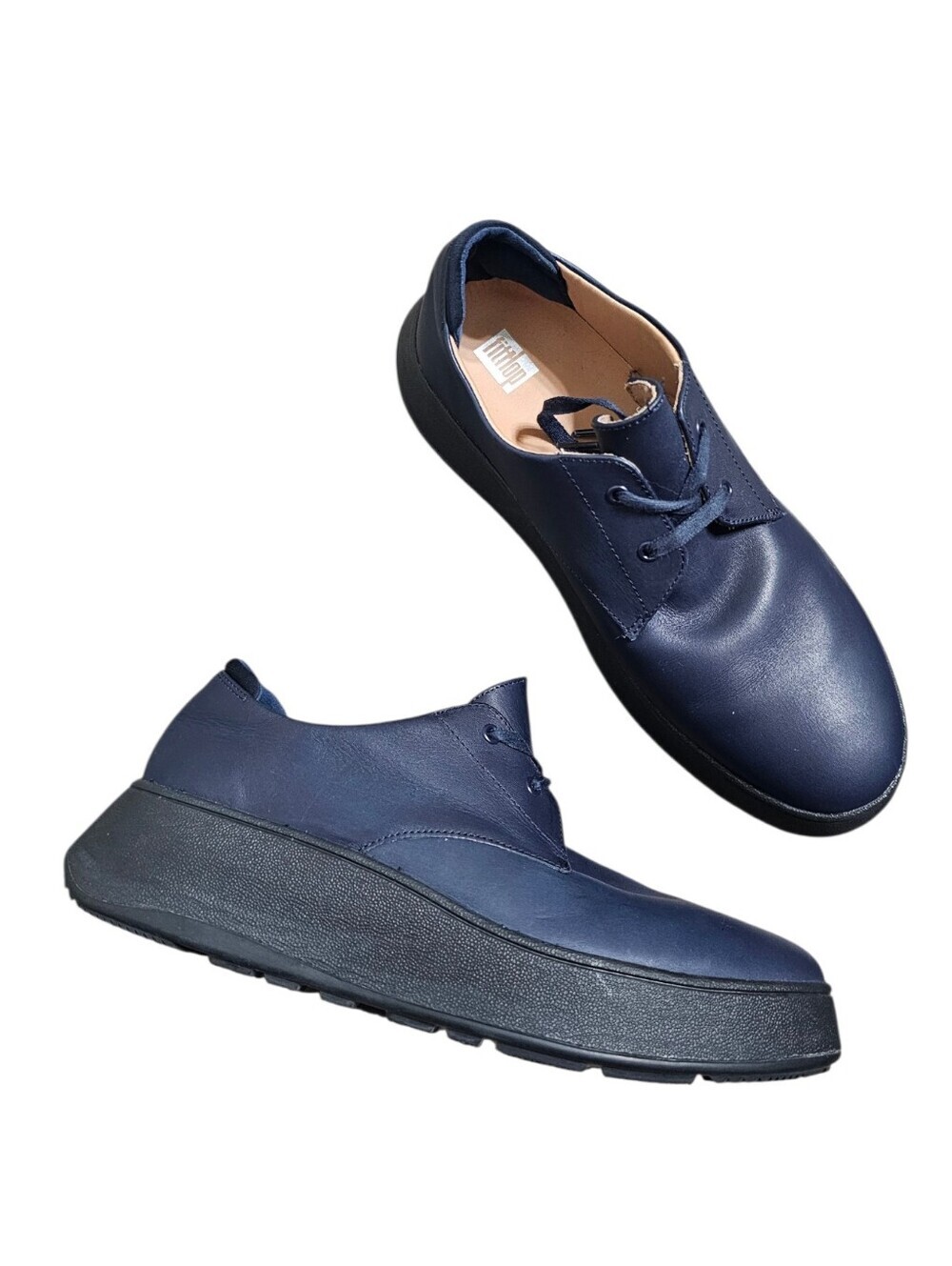 Fitflop - F-MODE LEATHER FLATFORM LACE-UP DERBIES MIDNIGHT NAVY